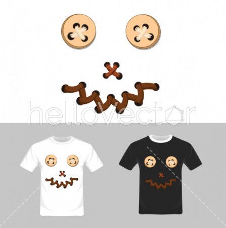 T-shirt graphic design. Smiley face character - vector illustration