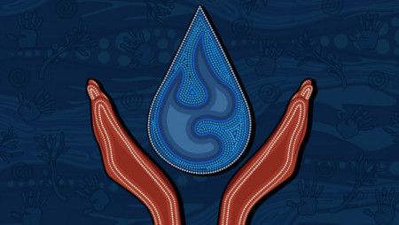 Aboriginal art dot painting on save water