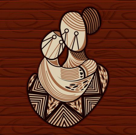 Mother and child art - Vector Illustration