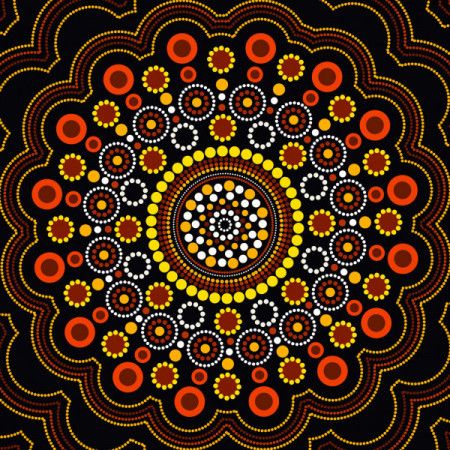 Illustration based on aboriginal style of Australian dot mandala background