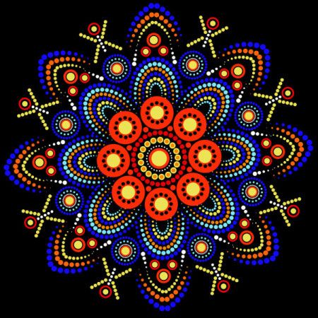 Aboriginal mandala dot painting - Vector illustration