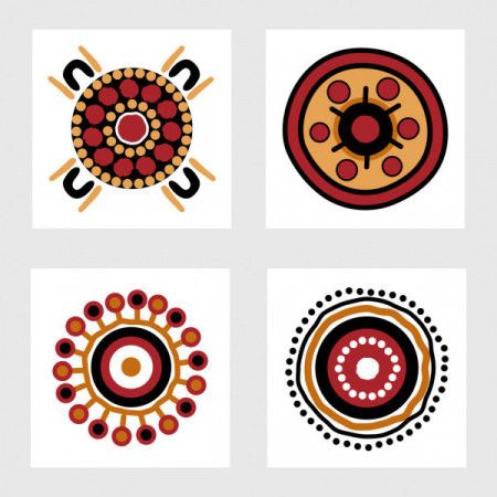 Aboriginal art painting icon set - Vector Illustration