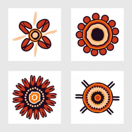 Aboriginal art painting icon set - Vector Illustration