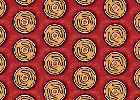 Aboriginal dot art seamless boomerang pattern background