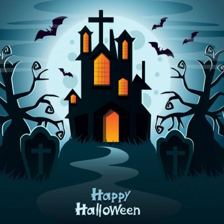 Halloween haunted house background - Download Graphics & Vectors