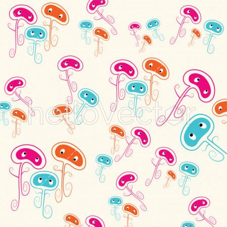 Seamless cartoon character pattern - Vector background illustration.