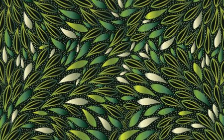 Green bush leaves seamless vector background with dots