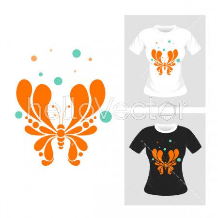 Abstract butterfly vector illustration. T-shirt graphic design.