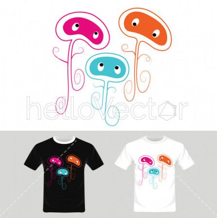 Cartoon characters vector - T-shirt graphic design