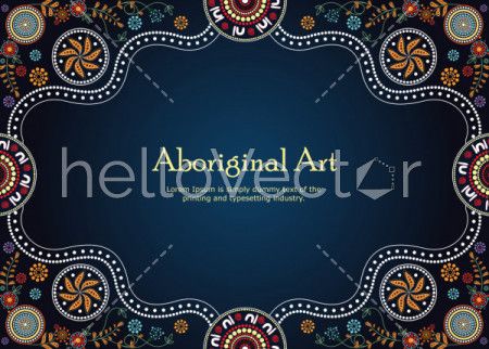 Aboriginal art vector Banner with text. Illustration based on aboriginal style of dot painting.