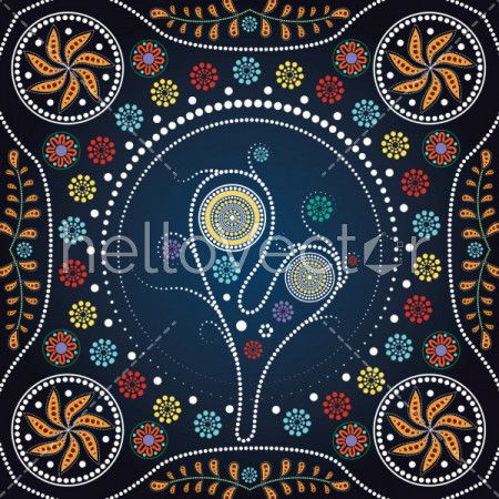 Aboriginal tree, Aboriginal art vector painting with tree. Illustration based on aboriginal style of dot painting.