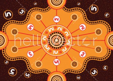 Meeting place, aboriginal art vector painting