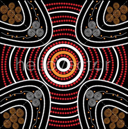 Illustration based on aboriginal style of dot painting.