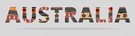 Australia single word with aboriginal pattern