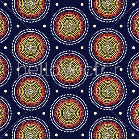 Aboriginal dot art seamless pattern background - Vector Illustration