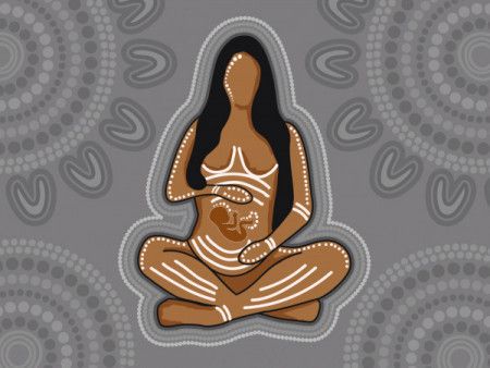 Pregnancy and yoga concept aboriginal dot art