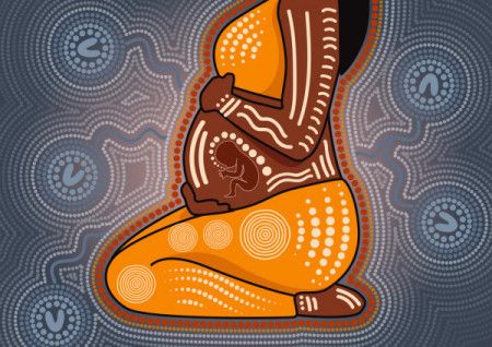 Mother and baby love aboriginal art background