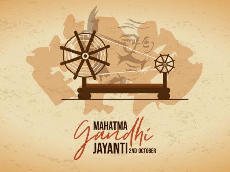 Spinning wheel illustration, Happy Gandhi Jayanti, 2nd October