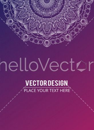 Abstract floral effect banner with text. Mandala design texture background - Vector
