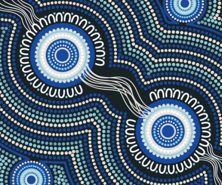 Aboriginal dot design blue vector background