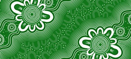 Dot art aboriginal green background