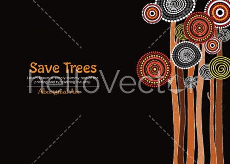 Aboriginal tree, Aboriginal art vector painting with tree, Save tree banner background.