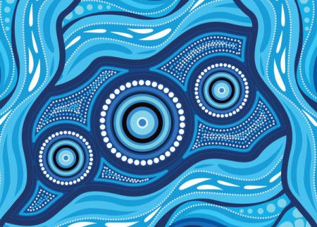 Aboriginal dot design blue vector painting - Download Graphics & Vectors