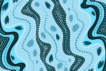 Aboriginal dot art blue river background - Download Graphics & Vectors