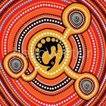 Aboriginal art vector painting with kangaroo. - Download Graphics & Vectors