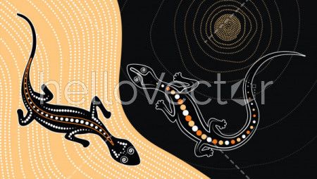 Lizard vector, Aboriginal art background with lizard