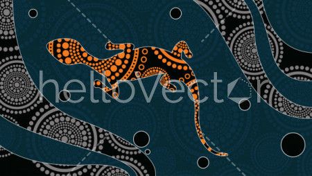 Lizard vector, Aboriginal art background with lizard.