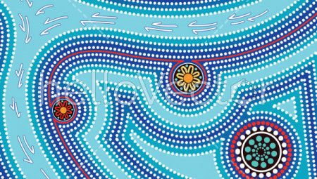 River, Connection concept, Aboriginal art vector background with river