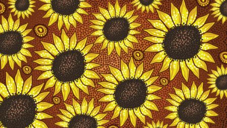 Aboriginal dot art sunflower background