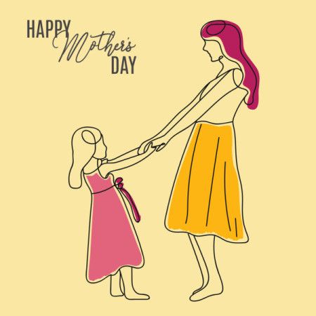 Mom and daughter love illustration for mothers day