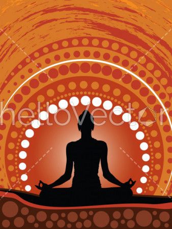 Meditation background vector, Illustration based on aboriginal style of dot background