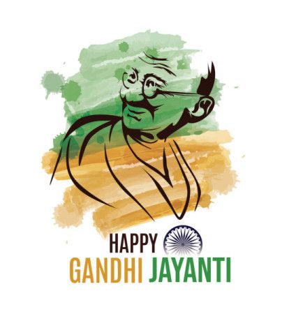 Mahatma Gandhi Abstract Watercolor Portrait, Happy Gandhi Jayanti