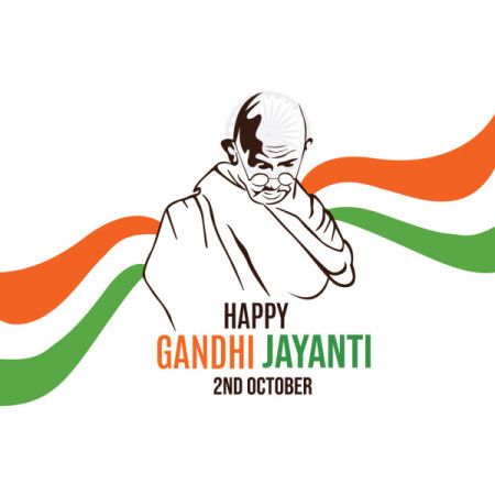 Mahatma Gandhi Outline Portrait With Indian National Flag Background -  Download Graphics & Vectors