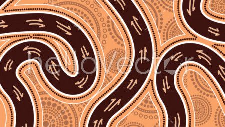 Aboriginal art vector painting with kangaroo track.