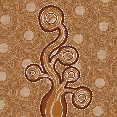 Dot Boab Tree Aboriginal Vector Art