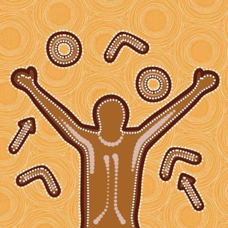 Aboriginal art vector painting depicting victory