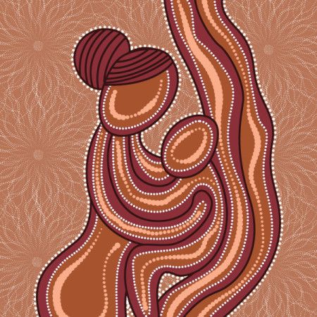 Mother and child love concept aboriginal art painting