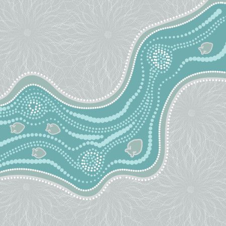 River dot art aboriginal painting