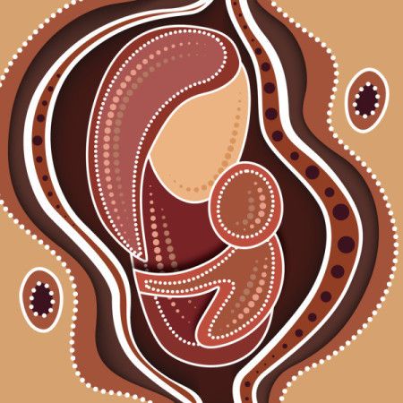 Mother and child love concept aboriginal art painting