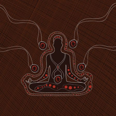 Fitness and meditation concept brown aboriginal painting
