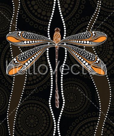 Dragonfly aboriginal art vector painting