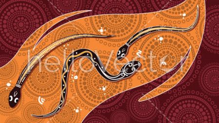 Vector aboriginal dot art background with snake - Download Graphics ...