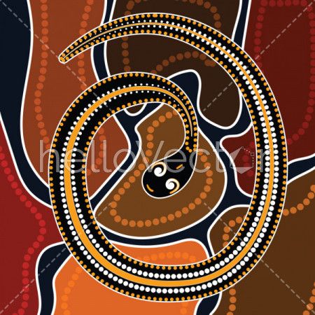 Vector aboriginal dot art background with snake - Download Graphics ...