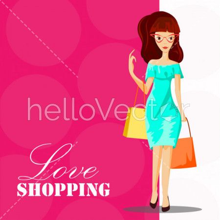 Fashion woman with shopping bag - Vector illustration