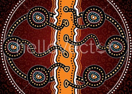 Aboriginal art vector background depicting jellyfish.