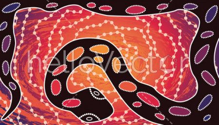 Aboriginal dot art vector painting with snake - Download Graphics & Vectors